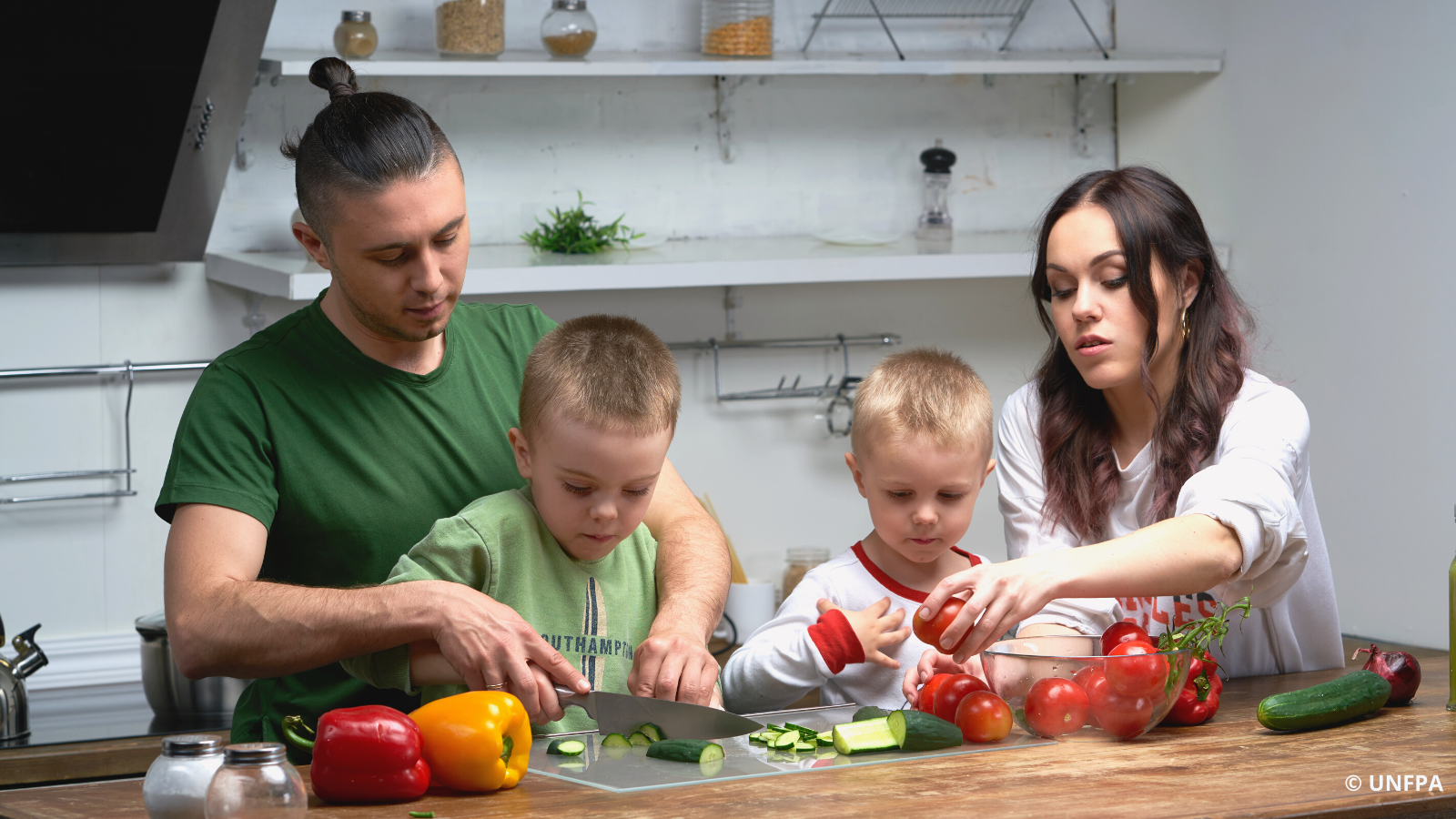 Parents and toddlers cooking